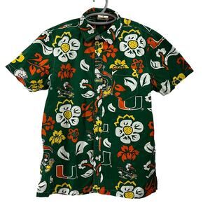 Wes and Willy‎ NCAA Miami Hurricanes Short Sleeve Button Down Men's Small